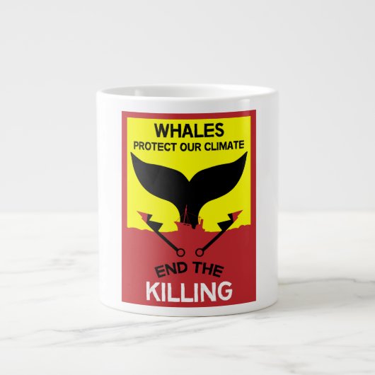 ストップ鯨狩り |捕鯨海洋保護の禁止 ジャンボコーヒーマグカップ (正面)