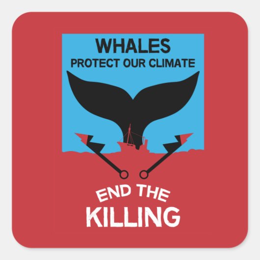 ストップ鯨狩り |捕鯨海洋保護の禁止 スクエアシール (正面)