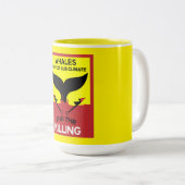 ストップ鯨狩り |捕鯨海洋保護の禁止 ツートーンマグカップ (正面右)