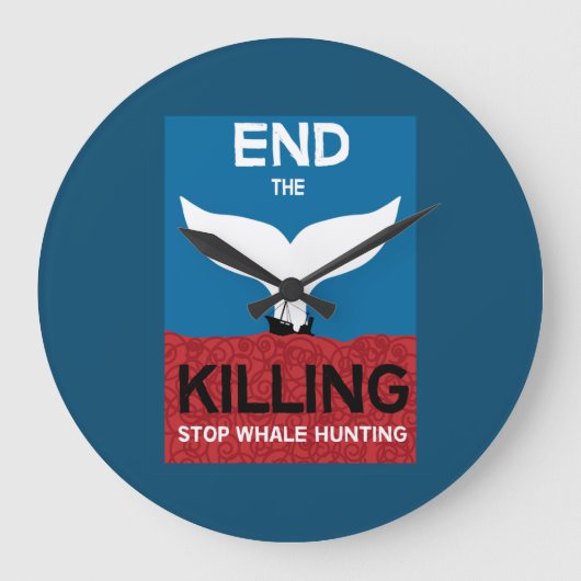 ストップ鯨狩り |捕鯨海洋保護の禁止 ラージ壁時計 (正面)