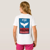 ストップ鯨狩り |捕鯨海洋保護の禁止 Tシャツ (裏面フル)