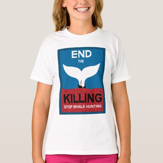ストップ鯨狩り |捕鯨海洋保護の禁止 Tシャツ (正面)