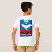 ストップ鯨狩り |捕鯨海洋保護の禁止 Tシャツ (裏面フル)