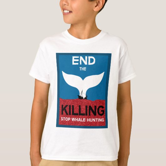 ストップ鯨狩り |捕鯨海洋保護の禁止 Tシャツ (正面)