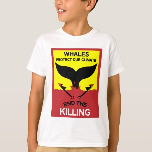 ストップ鯨狩り |捕鯨海洋保護の禁止 Tシャツ (正面)