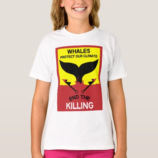 ストップ鯨狩り |捕鯨海洋保護の禁止 Tシャツ (正面)