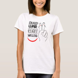 ストップ・ウォー・ビッグスマイル・ツーフィンガーピースシンボル Tシャツ