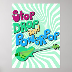 ストップ、ドロップとPowerpop音楽スローガンおもしろい ポスター