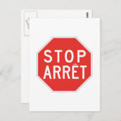 ストップ/Arret、カナダの交通標識 ポストカード (正面/裏面)