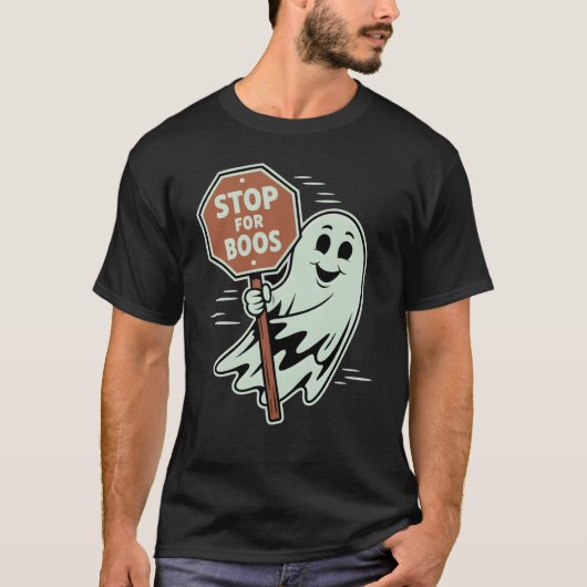 ストップBoos Halloween幽霊トランクまたは治療 Tシャツ (正面)