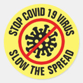 ストップCovid 19がコロナ救済イルスの拡散を遅らせる ラウンドシール (正面)