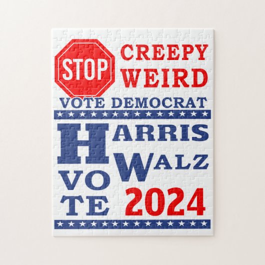 ストップCreepy 風変わり Vote Harris Walz 2024 ジグソーパズル (縦)