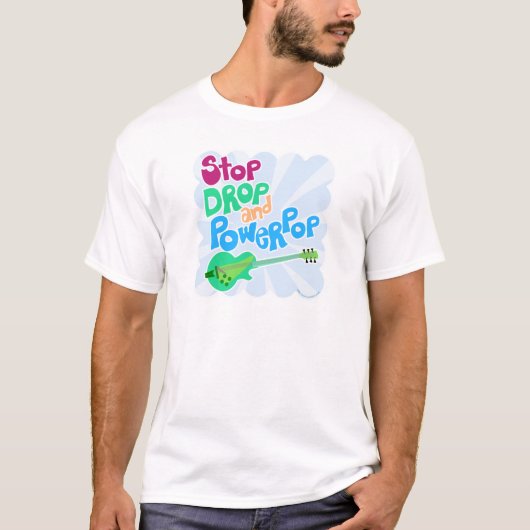 ストップDrop Powerポップ・アートのおもしろい音楽スローガン Tシャツ (正面)