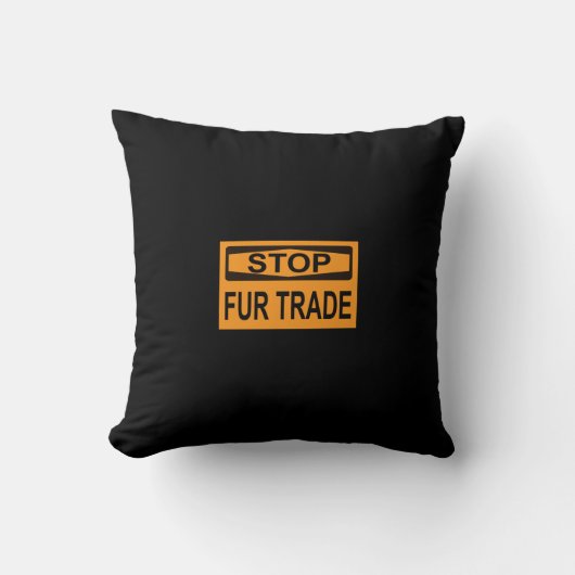 ストップFur Trade Sign orange クッション (正面)