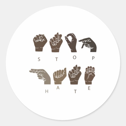 ストップHate Asl Sign Language Black Lives Problem Bl ラウンドシール (正面)