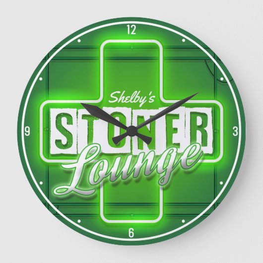 ストナパーソナライズされたーラウンジ名ネオンフェイクバー ラージ壁時計 (正面)