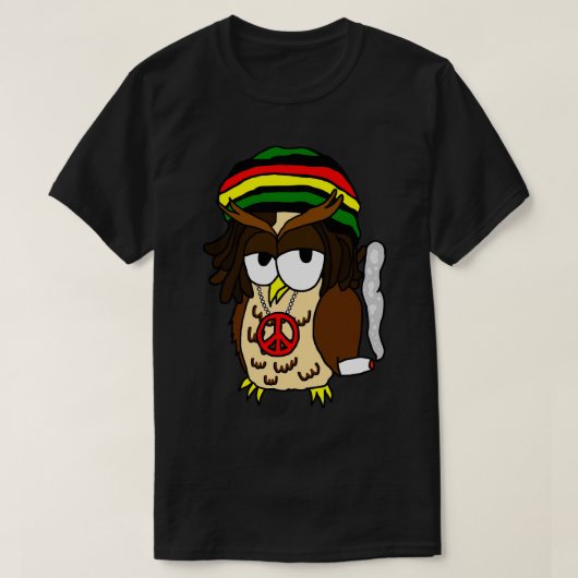 ストナー・ヒッピー・フクロウ Tシャツ (デザイン正面)