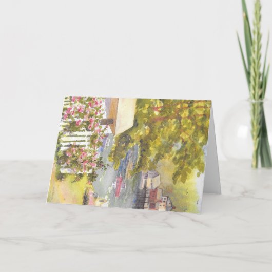 ストニントンメインハーバービュー折り畳みグリーティングカード カード (正面)