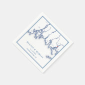 ストニントンCTマップエレガントネイビーブルー結婚ズ スタンダードカクテルナプキン (角)