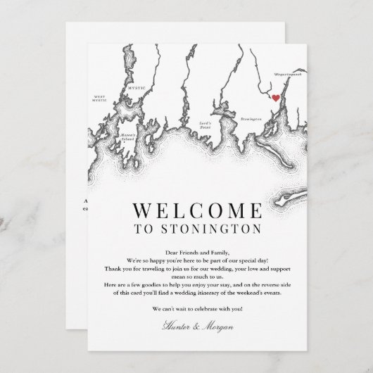 ストニントンCT結婚のウェルカムレター白黒 サンキューカード (正面/裏面)