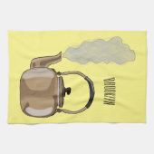 ストベートップまたはホブケトル漫画イラストレーション キッチンタオル (横)