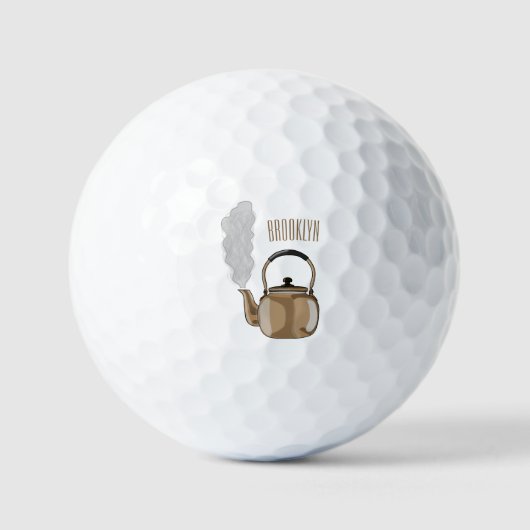 ストベートップまたはホブケトル漫画イラストレーション ゴルフボール (正面)