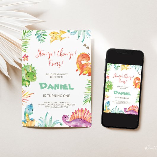 'ストムチョンプロア' Dinoをテーマにした誕生日招待状 招待状