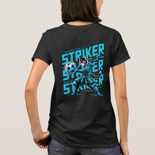 ストライカーキャットサムライ - 女子サッカー ファン Tシャツ (裏面)