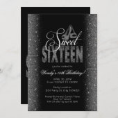 ストライキングシルバーグリッタースイート16パーティの招待状 招待状 (正面/裏面)
