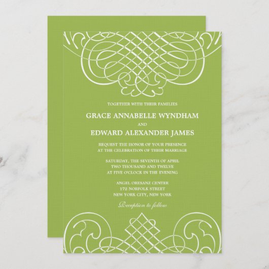 ストライキングスワール結婚式招待状 招待状 (正面/裏面)