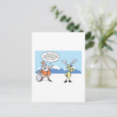 ストライキ中のクリスマス漫画サンタとトナカイ シーズンポストカード (スタンド正面)