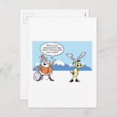 ストライキ中のクリスマス漫画サンタとトナカイ シーズンポストカード (正面/裏面)