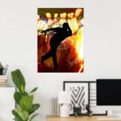 ストライキ爆発ボウリングをする人、 クリケットの投手 ポスター (ホームオフィス)