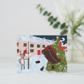 ストライクおもしろいマンガ猫のクリスマスにトナカイ シーズンポストカード (スタンド正面)