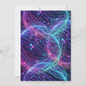 ストライクアップいくつかのおもしろいネオングローボーリング誕生日 招待状 (裏面)