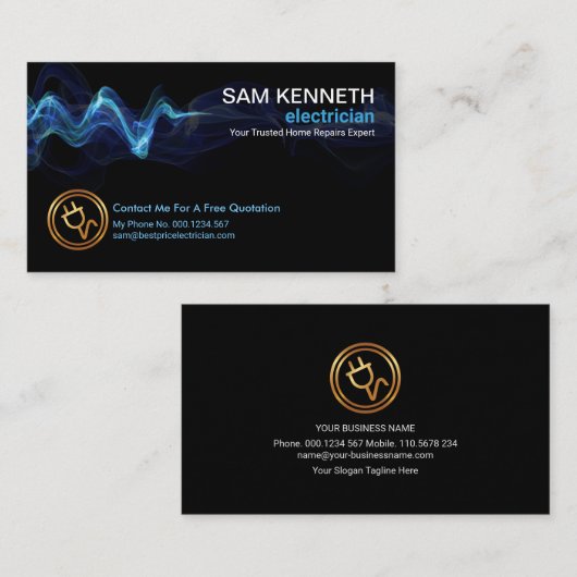 ストライクブルー稲妻ホーム修理電気技師 名刺 (正面/裏面)
