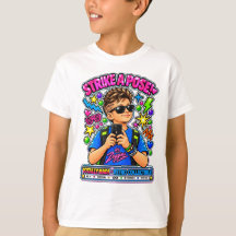 ストライク・ア・ポーズ レトロ セルフィー キッズTシャツ
