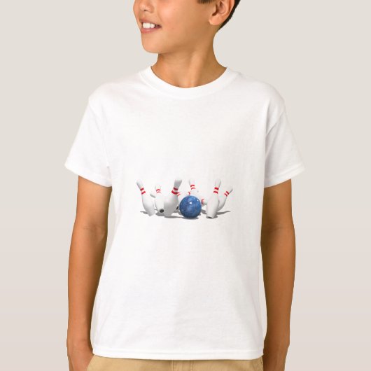 ストライク!ボウリングボールとピン: Tシャツ (正面)