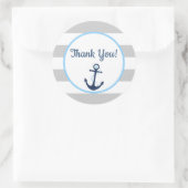 ストライプいかりお気に入り航海のラベルステッカー ラウンドシール (バッグ)