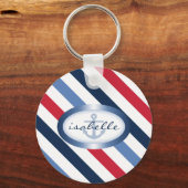 ストライプいかりパタパーソナライズされた航海のーン キーホルダー (正面)