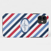 ストライプいかりパタパーソナライズされた航海のーン Case-Mate iPhoneケース (裏面(横))