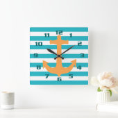 ストライプいかりパタ航海のーン スクエア壁時計 (ホーム)