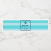 ストライプいかりブルー航海の誕生日賛成 ペットボトルラベル (シングルラベル)