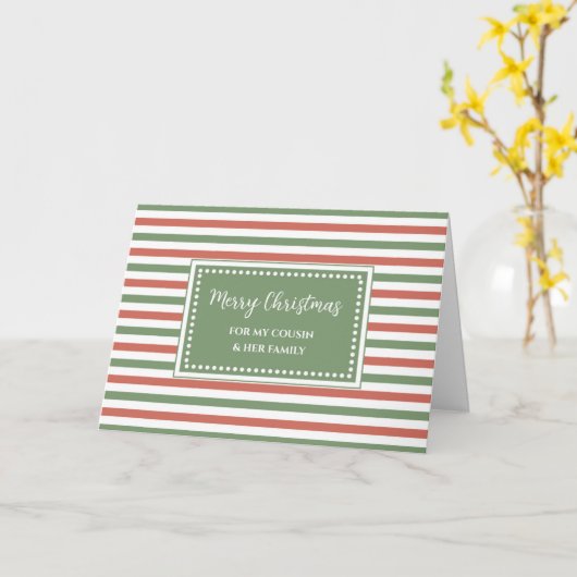 ストライプいとこと家族メリークリスマス カード (黄色い花)