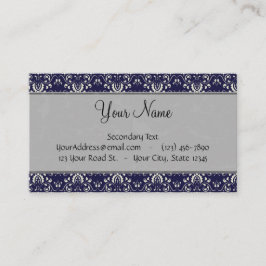 ストライプおよびモノグラムが付いている青の銀製のダマスク織 名刺
