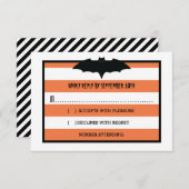 ストライプこうもり | オレンジハロウィーンウェディングRSVP 出欠カード (正面/裏面)