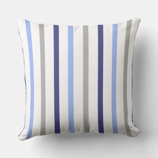 ストライプで白い灰色及び青を細くして下さい クッション (裏面)