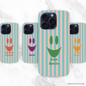 ストライプで遊ぶスマイルフェイス iPhoneケース