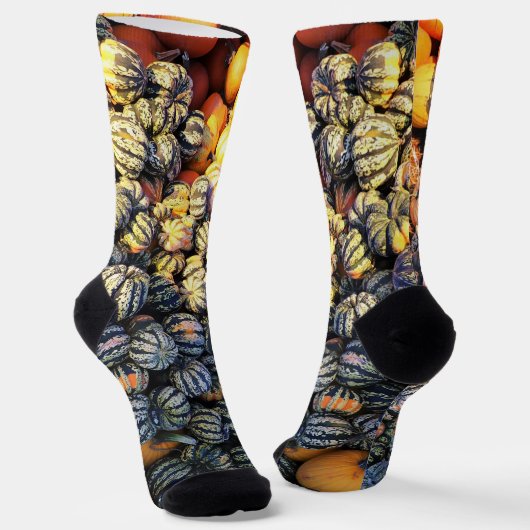 ストライプとカボチャ ソックス (傾斜あり)