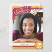 ストライプとコンフェッティ 卒業式 赤/金 ID890 招待状 (正面)